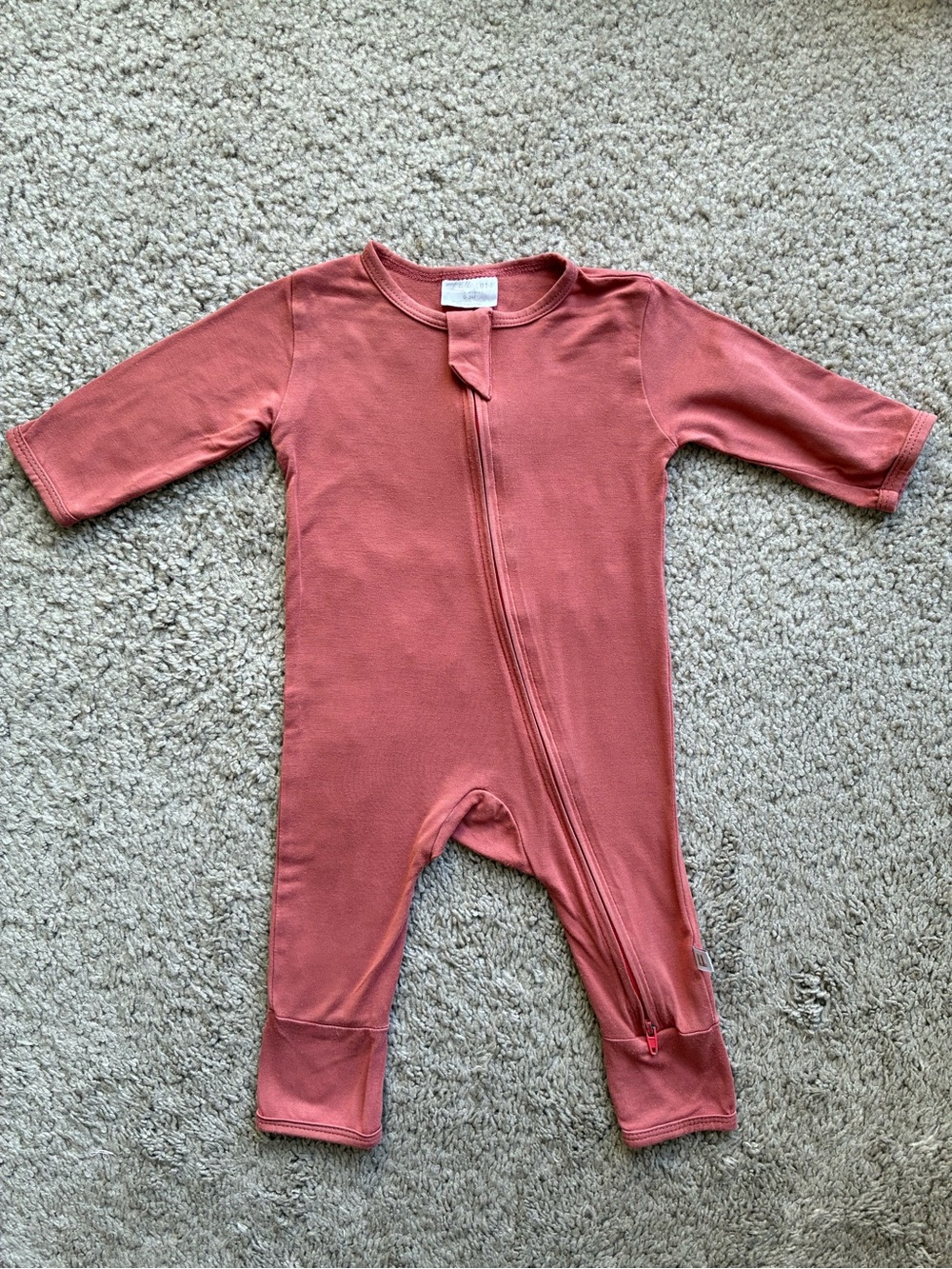 Little Lott Zip-Front One-Piece Footed Romper in Rose